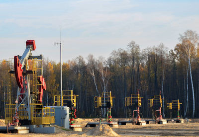 Panoramic shot of construction site against sky