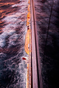 High angle view of ship in sea