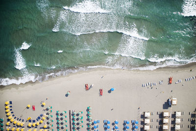 High angle view of people on beach