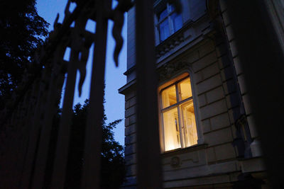 Low angle view of building against sky at night