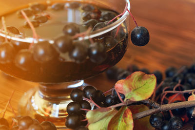 Close-up of grapes in glass