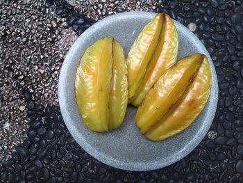 High angle view of fruits in bowl