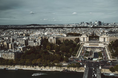 High angle view of buildings in city