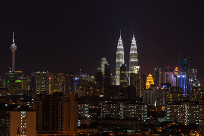 City lit up at night