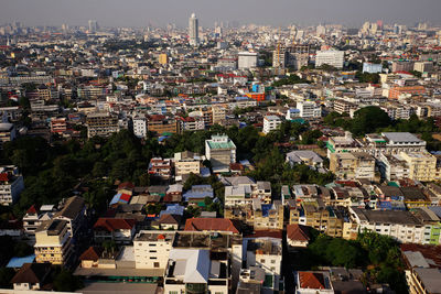 High angle view of townscape against sky