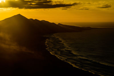 Scenic view of sea against sky during sunset at fuerteventura 