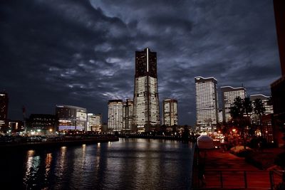 City lit up at night