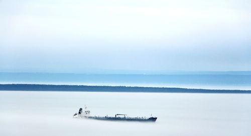 Ship on sea in foggy weather