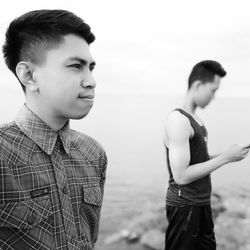 Side view of a boy looking away