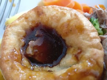 High angle view of food in plate