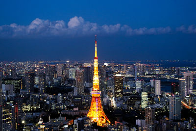 Illuminated cityscape at night