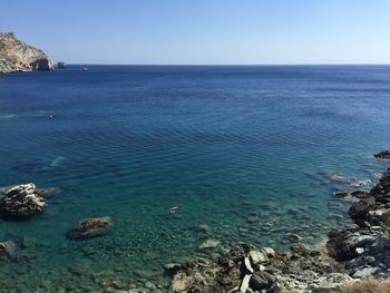 Scenic view of sea against clear sky