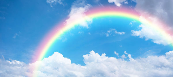 Low angle view of rainbow in sky