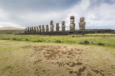 Old ruins of land against sky