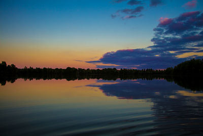 Scenic view of lake during sunset