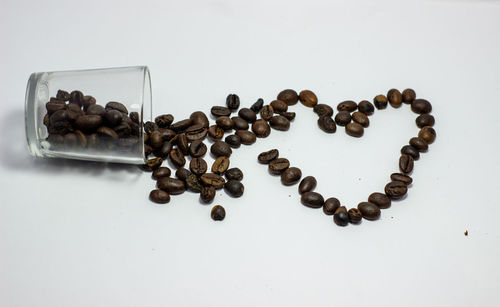 High angle view of coffee beans on table