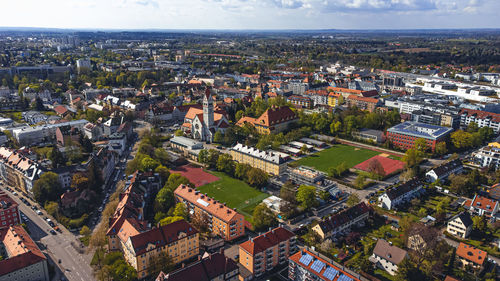 High angle view of townscape