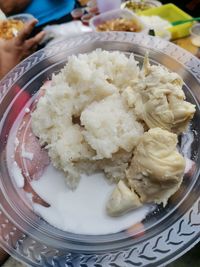 High angle view of meal served in plate