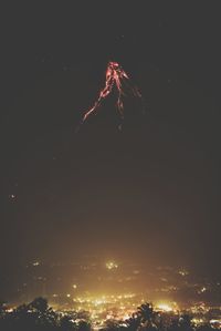 Firework display against sky at night