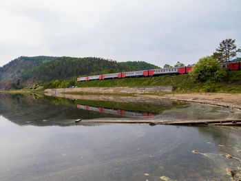 Bridge over river against sky