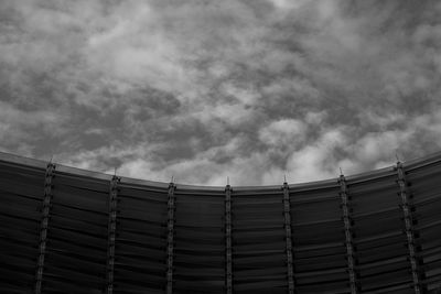 Low angle view of stack against sky