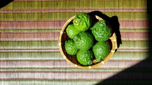 Directly above shot of green fruits in basket