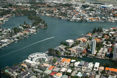 High angle view of city