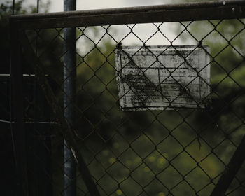 Close-up of rusty metal fence