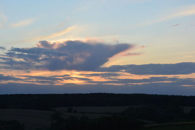 Scenic view of landscape against sky at sunset