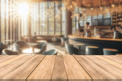 Close-up of wooden table