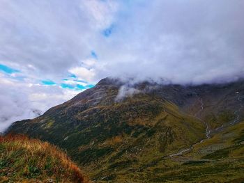 Aerial view of landscape against cloudy sky