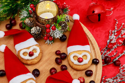 Christmas decorations on table