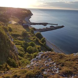 View of sea against sky during sunset