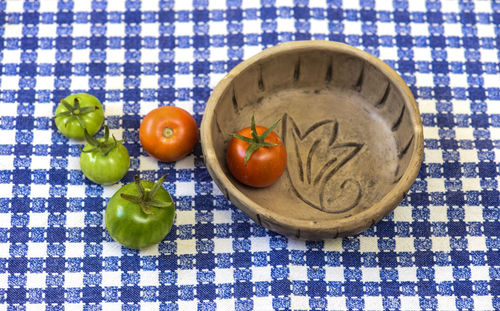 High angle view of food on table