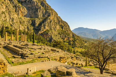 Scenic view of mountains against clear sky