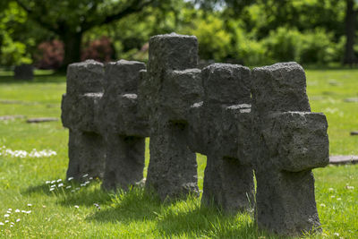 Close-up of stone cemetery