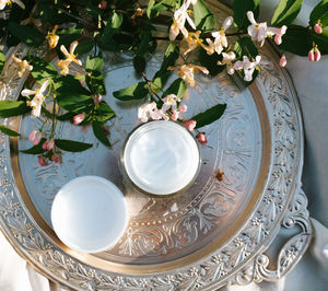 High angle view of empty plate on table