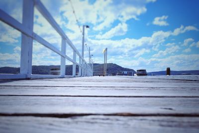 Bridge against blue sky during winter