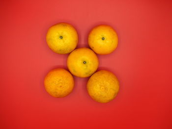 Directly above shot of oranges against orange background