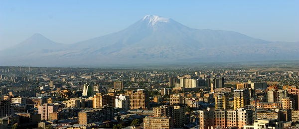 View of the majestic mount ararat from yerevan, armenia...legendary resting place of noah's ark.