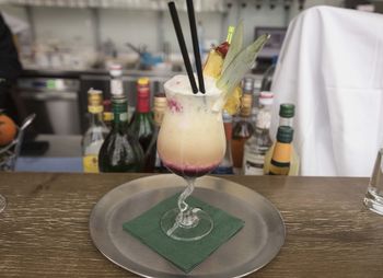 Close-up of drink on table at restaurant