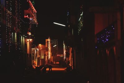 Illuminated christmas lights at night