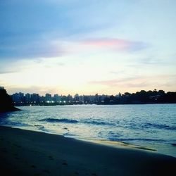 View of cityscape at sunset