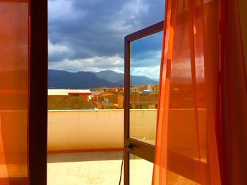 Close-up of window against sky