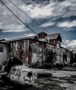 Houses against cloudy sky