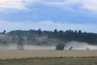 Scenic view of landscape against cloudy sky