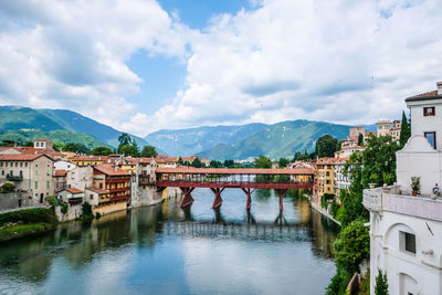 Bridge over river against sky