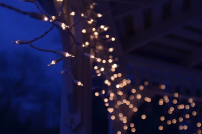 Abstract background deep blue sharp focus and bokeh defocused mini light patterns inside gazebo