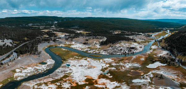 Upper geyser basin of yellowstone national park, wyoming