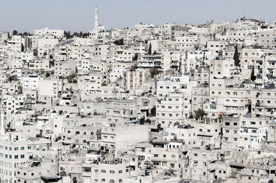 High angle view of buildings in city